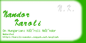 nandor karoli business card